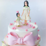 Детские торты - торт с фигурками, мама и дочка. Код: ТД-080