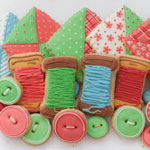 Сахарное печенье - платочки, пуговицы и катушки. Код: ПС-025