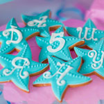 Сахарное печенье - голубые звездочки с буквами. Код: ПС-036